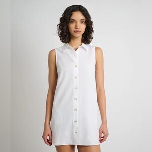 Onia White Air Linen Sleeveless Shirtdress